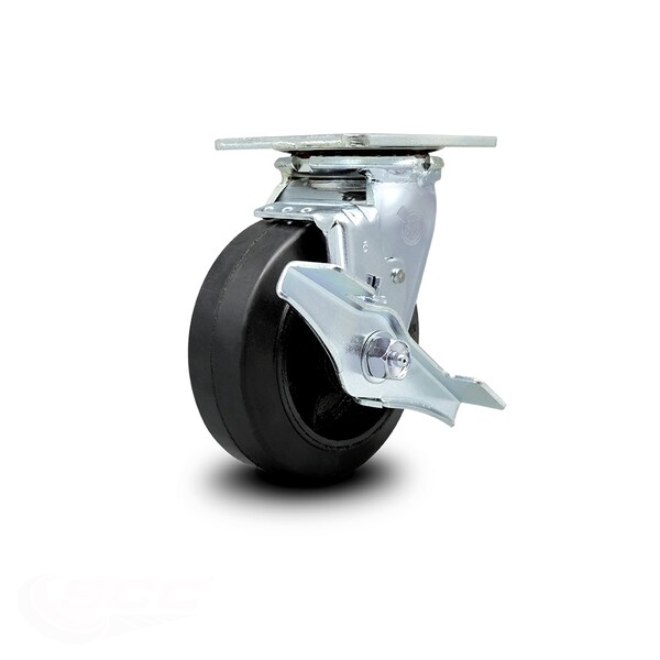 5 Inch Rubber on Steel Swivel Caster with Ball Bearing and Brake
